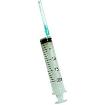 Jeringas de 20 ml. con aguja de 0,8 mm. X 40 mm. G21
